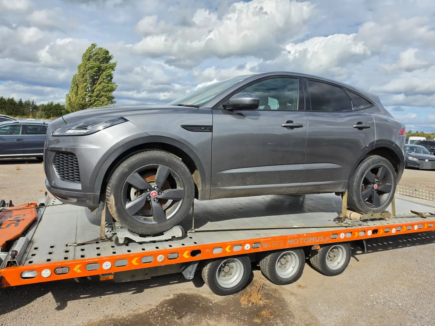 Jaguar E-Pace loaded on a flatbed recovery truck in Southend-on-Sea